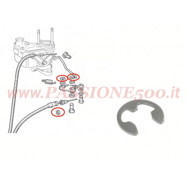 ANELLO SEEGER PER SISTEMA DI RINVIO DEL CAVO ACCELERATORE FIAT 500 F - L - R - GIARDINIERA base F