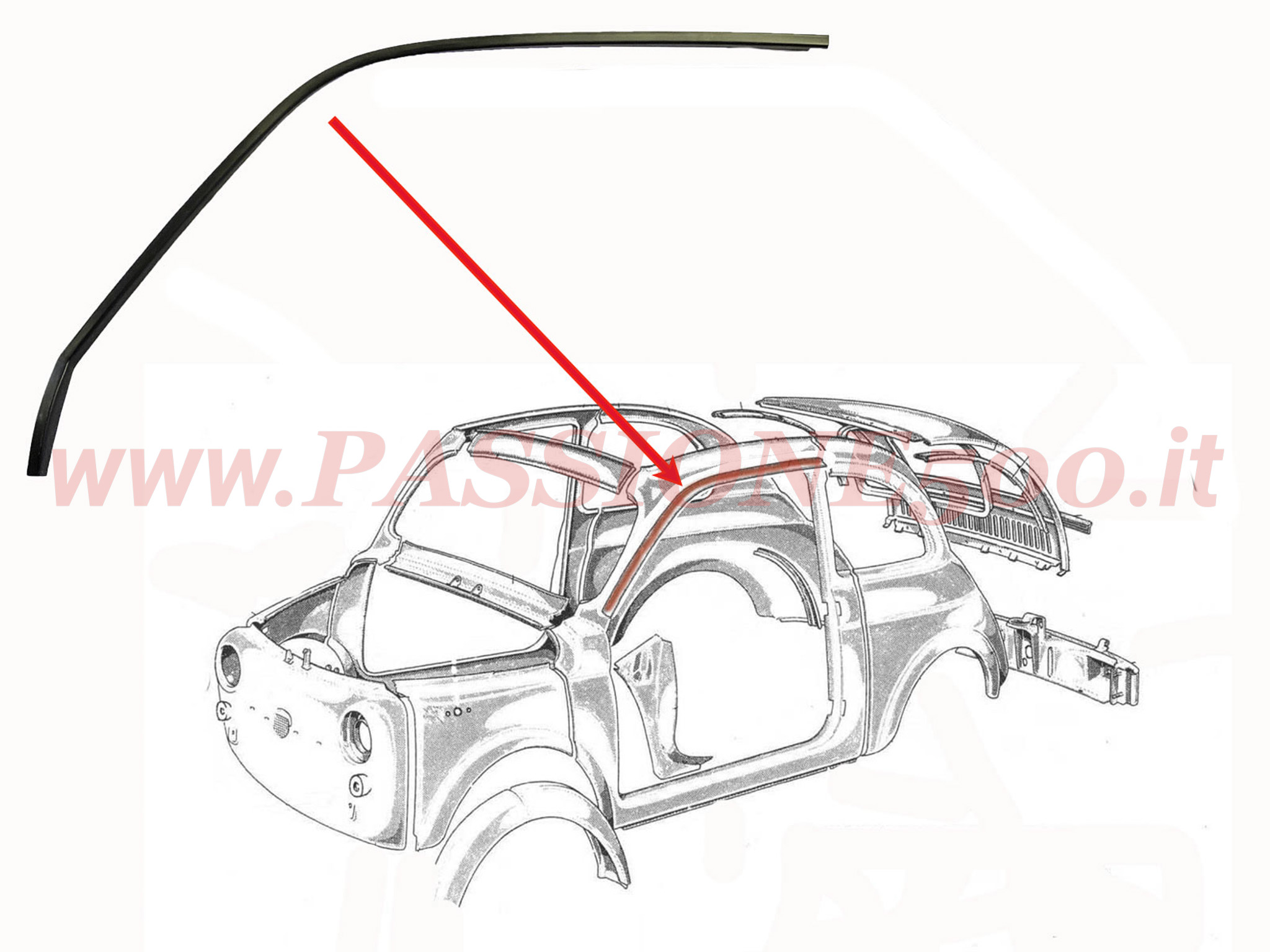 gocciolatoio fiancata sinistra Fiat 500 N D