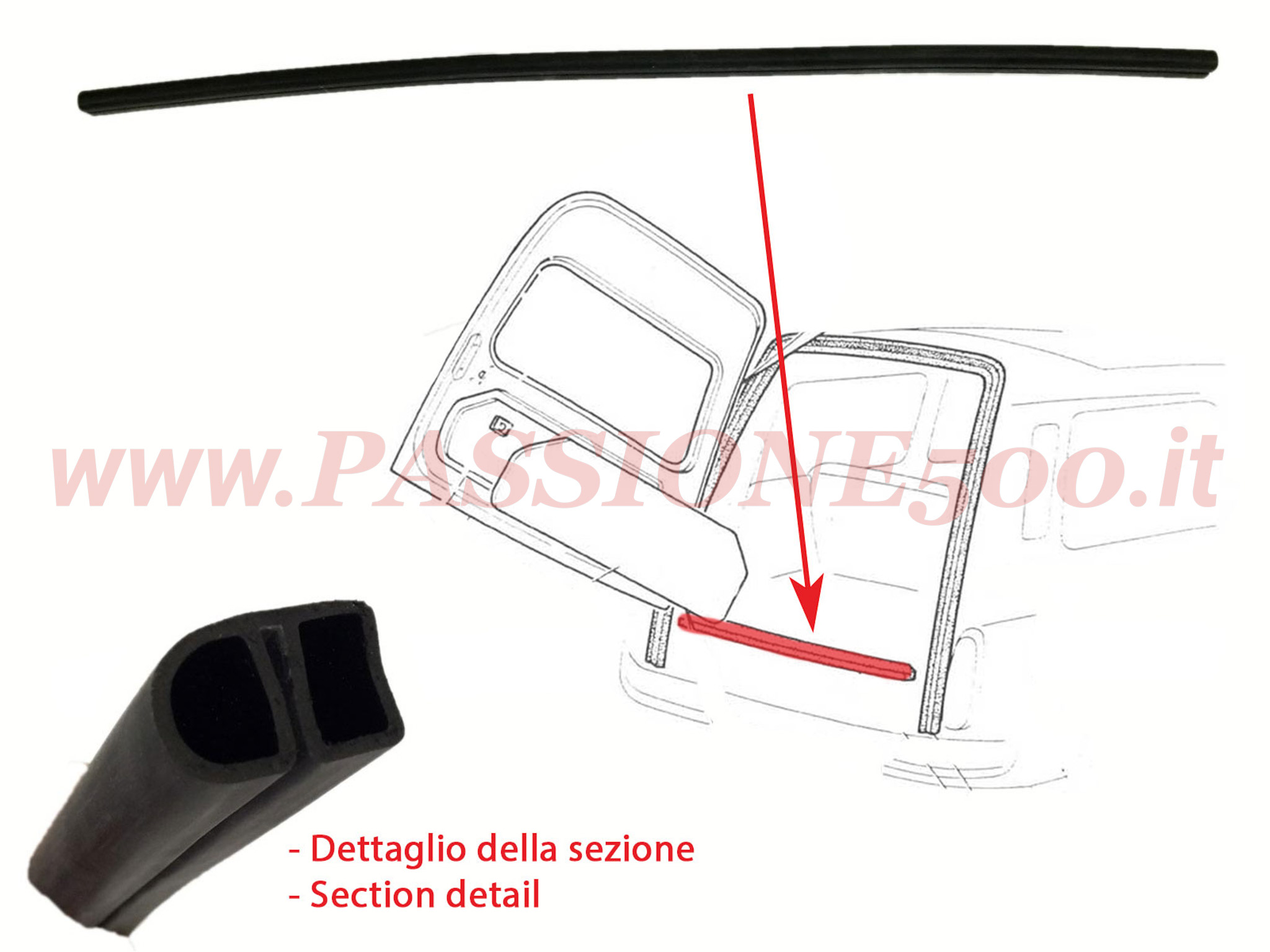 guarnizione portellone fiat 500