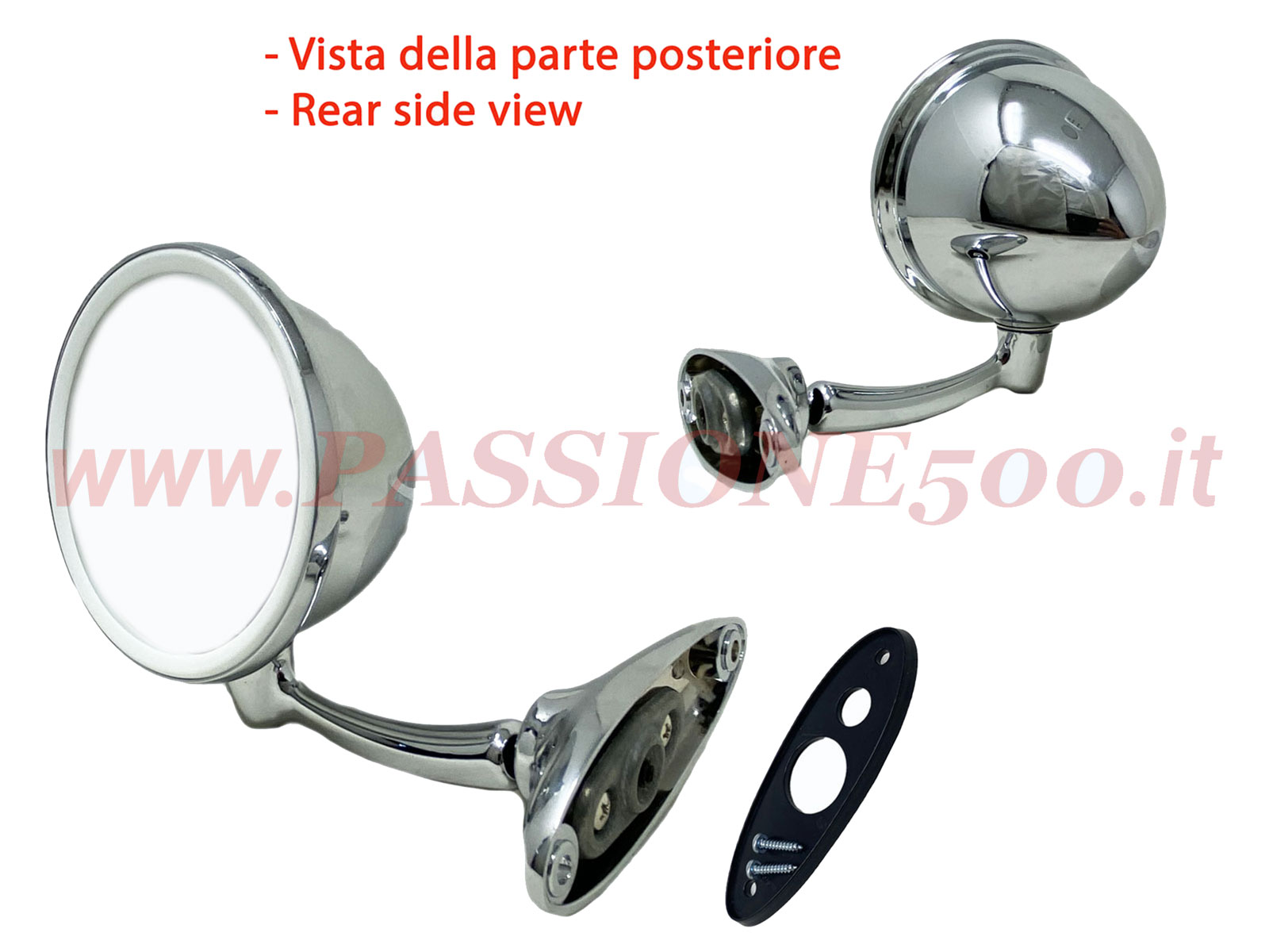 Rétroviseur Chromé Rond “Obus” – Fixation à Vis – Fiat 500