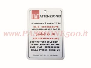 cartellino tagliando fiat 500