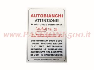 cartellino tagliando autobianchi 500