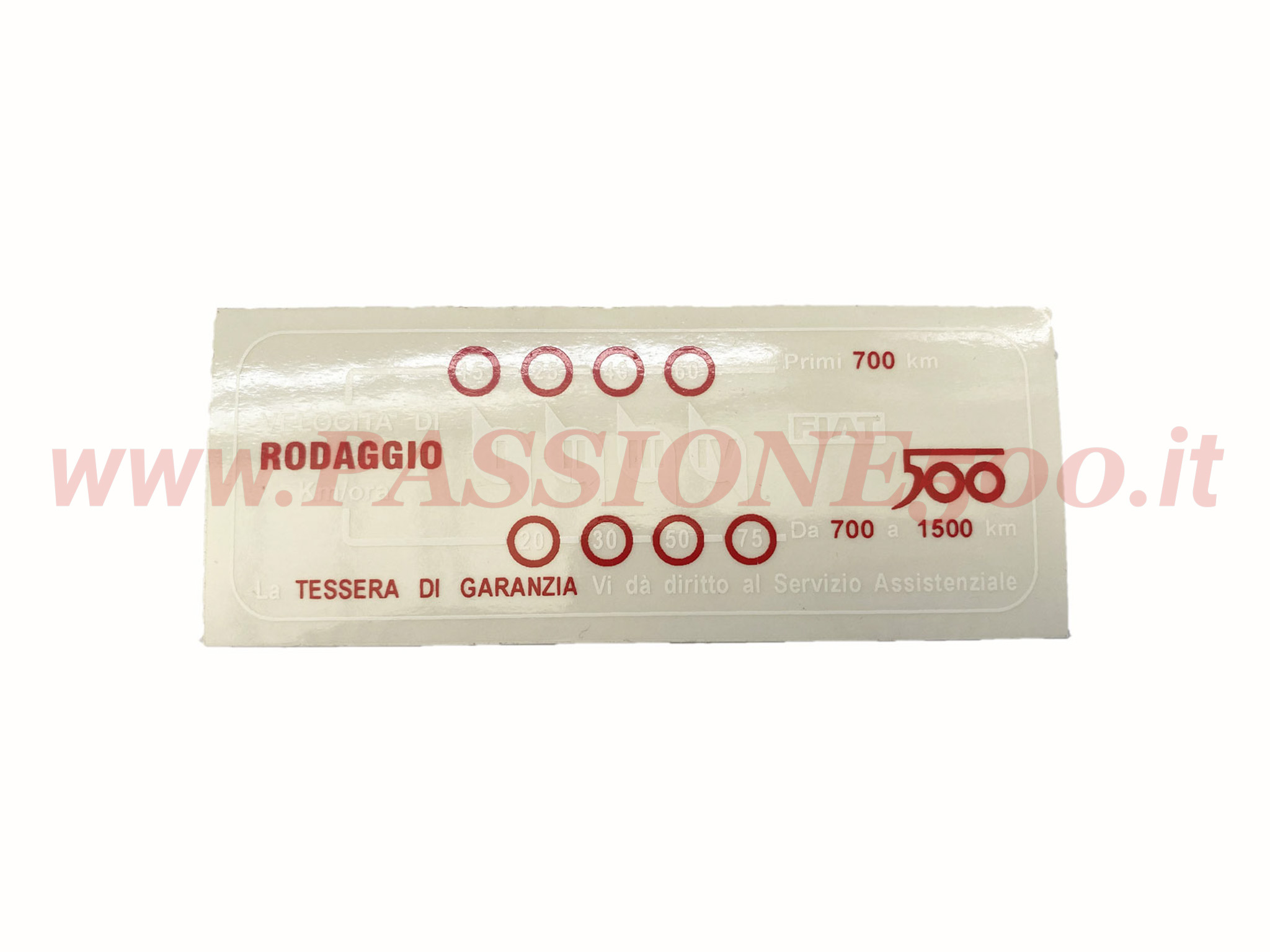 adesivo rodaggio fiat 500 D F L R