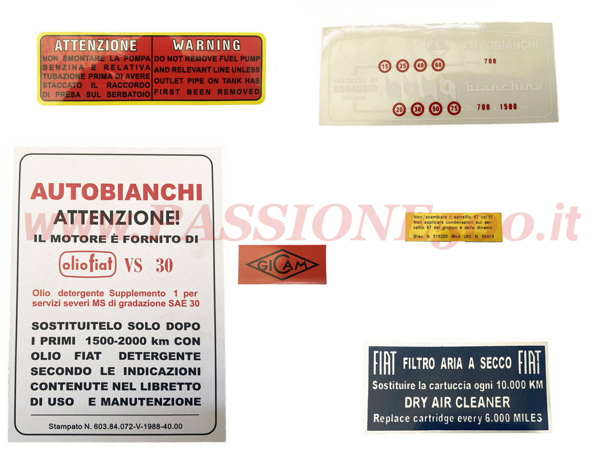 kit adesivi motore autobianchi 500 giardiniera