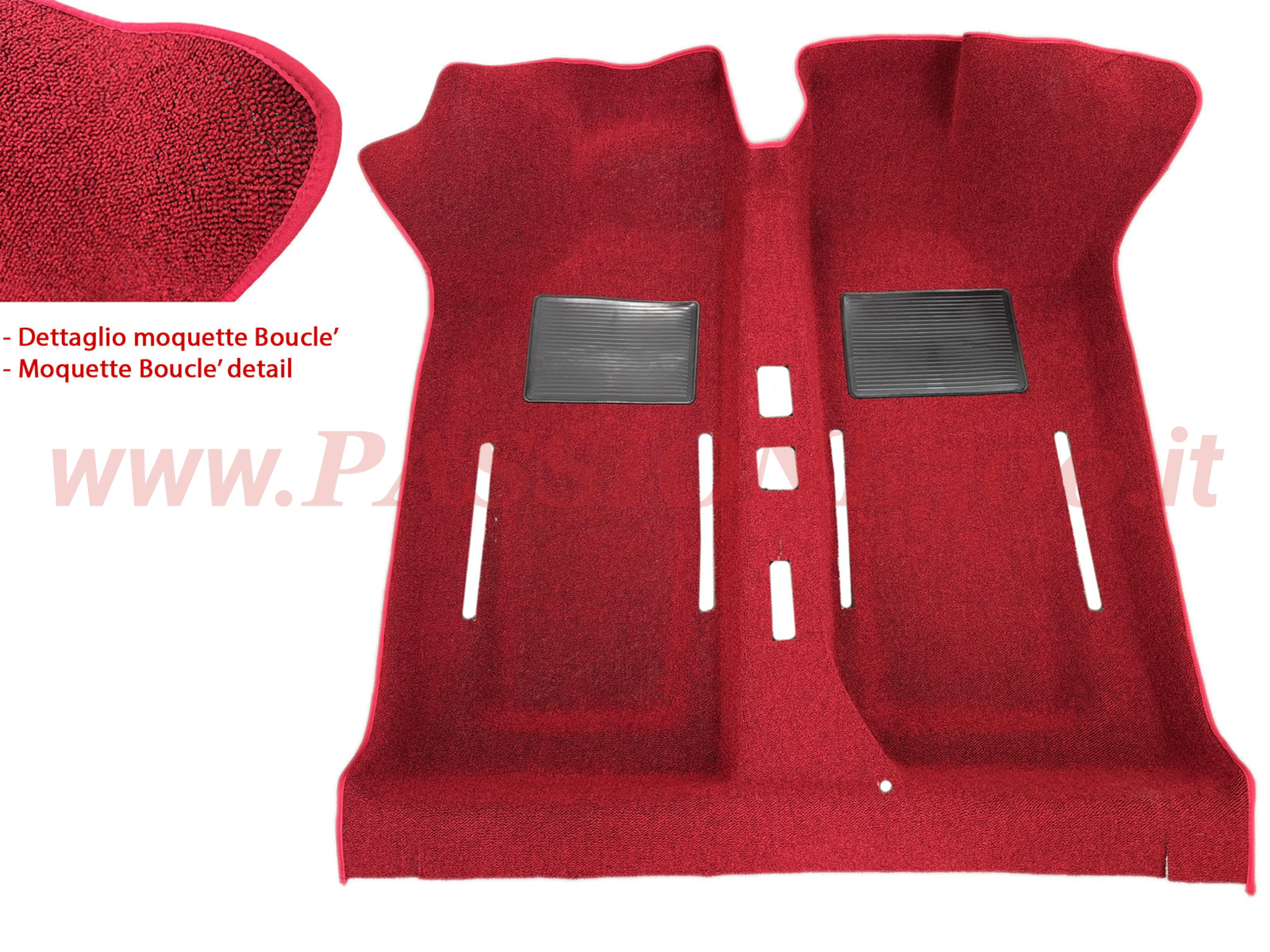tappeto moquette abitacolo boucle' rosso Fiat 500