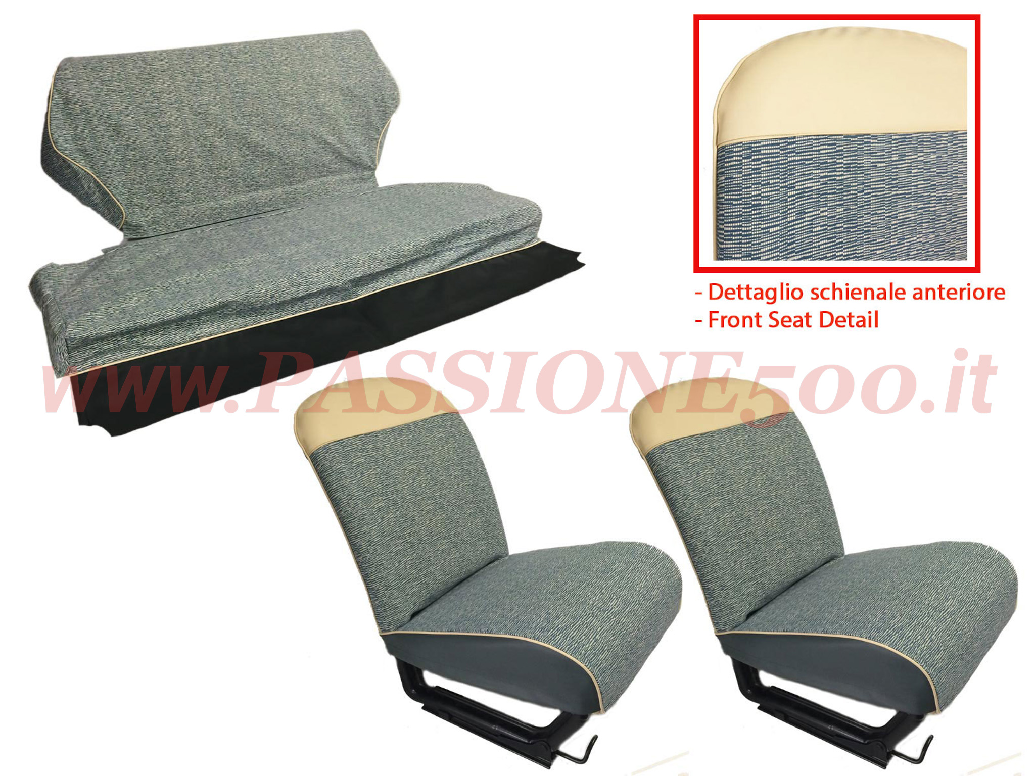 selleria tessuto striato blu Fiat 500 D