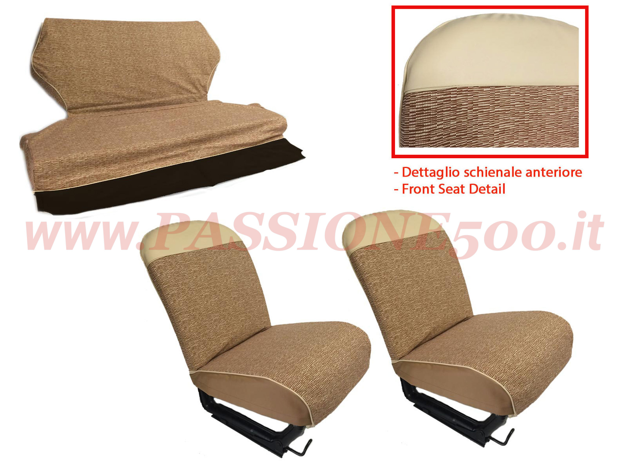 selleria tessuto striato marrone Fiat 500 F