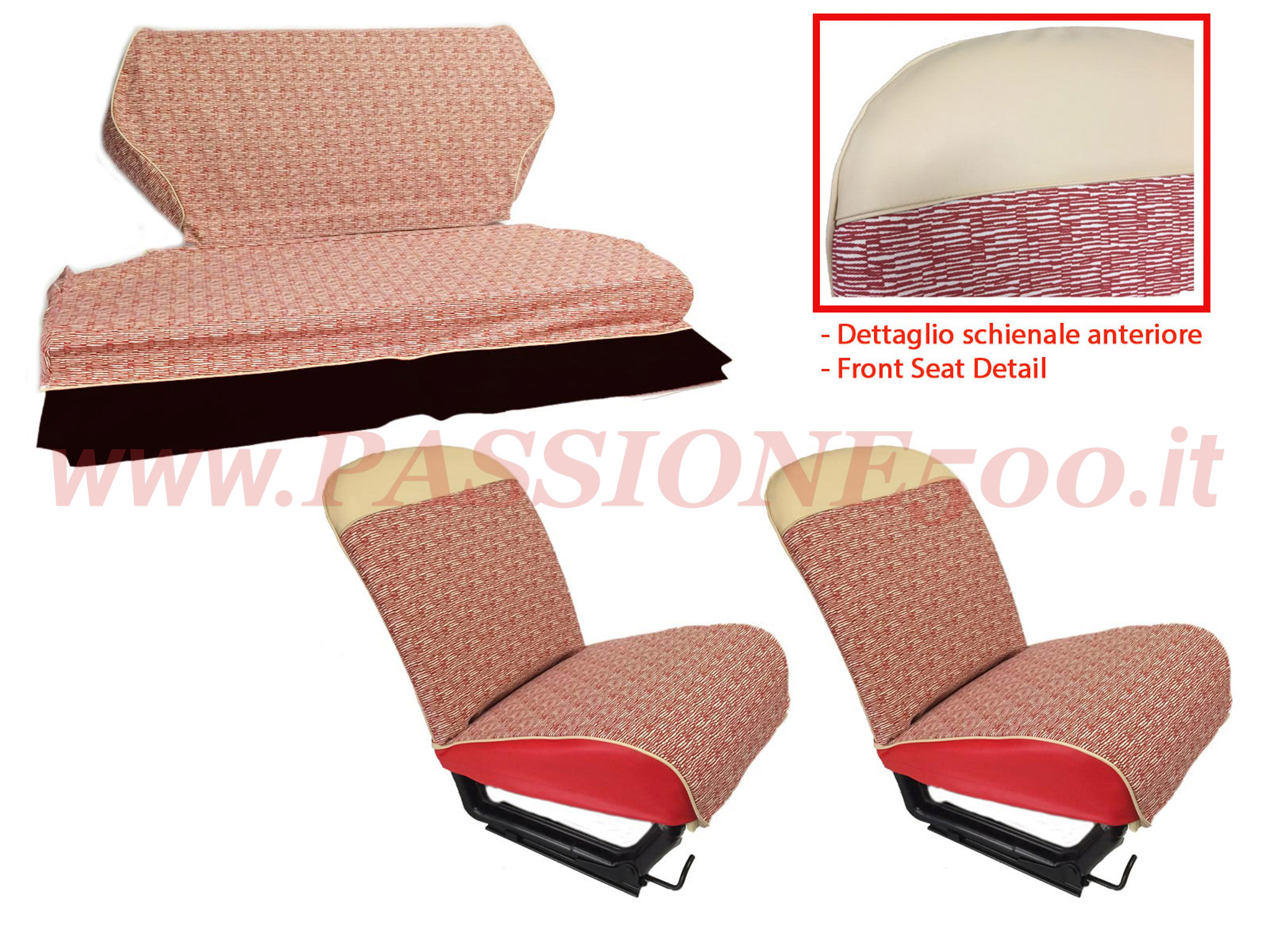 selleria tessuto rosso TV Fiat 500 D