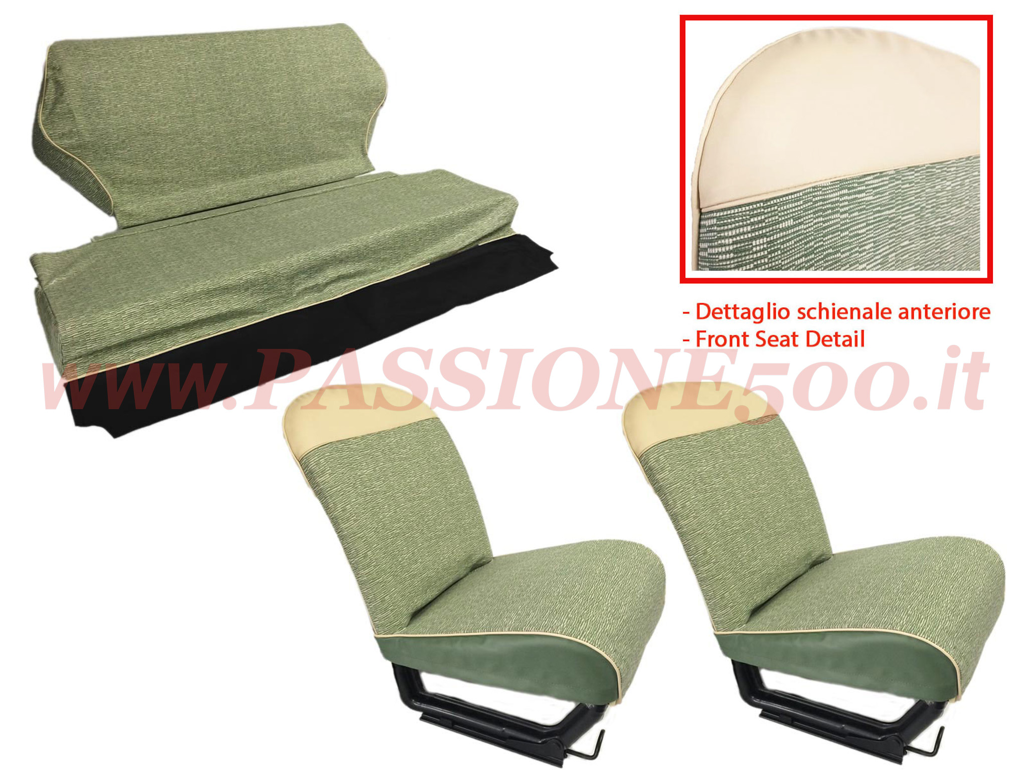 selleria tessuto striato verde Fiat 500 F