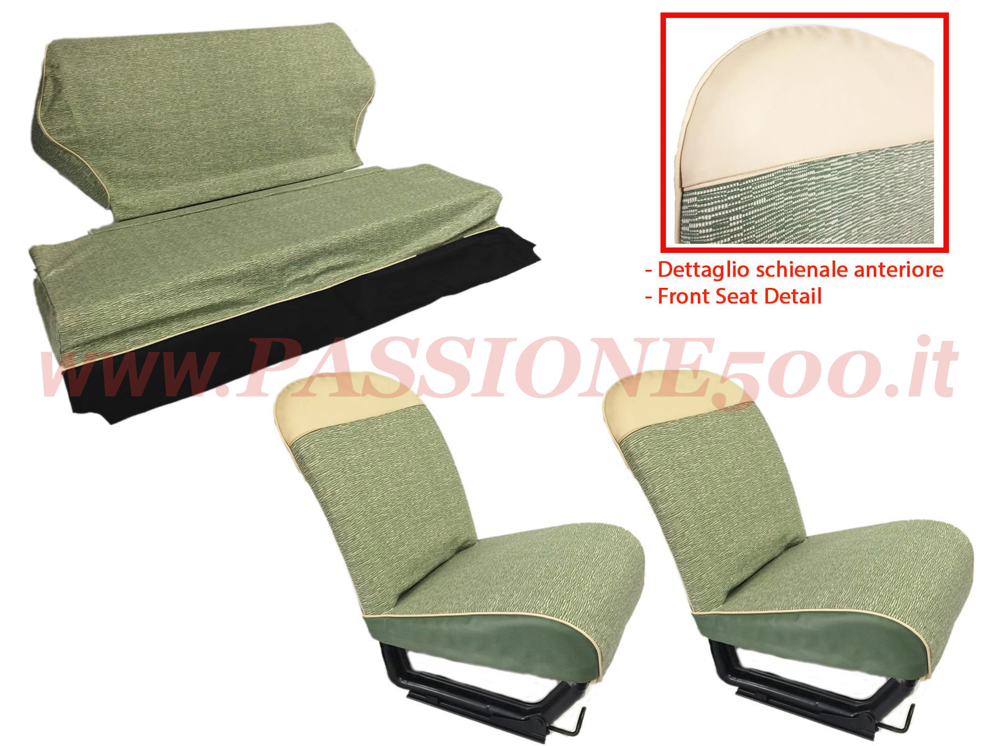 selleria tessuto striato verde Fiat 500 D