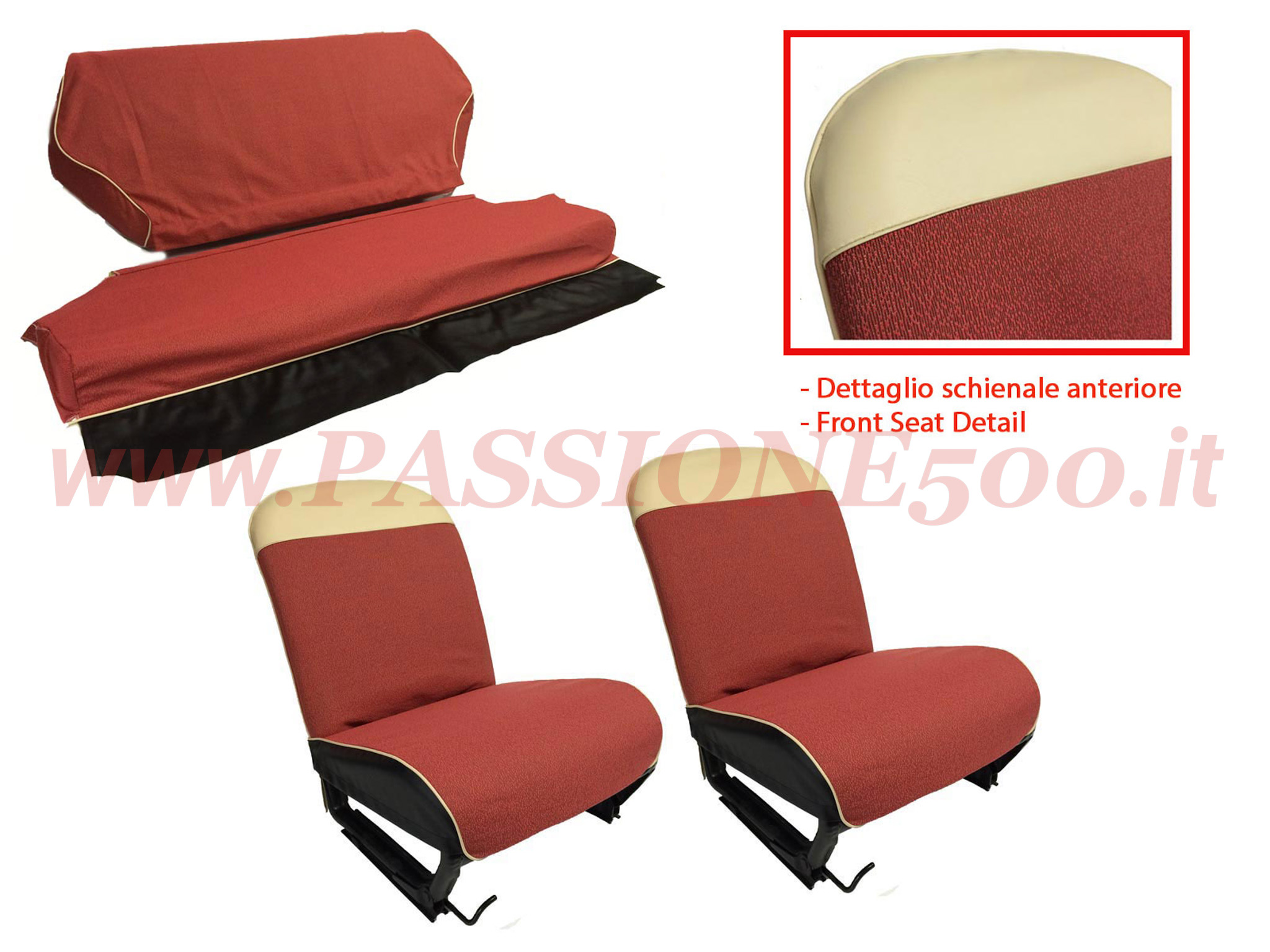 selleria tessuto rosso Fiat 500 D