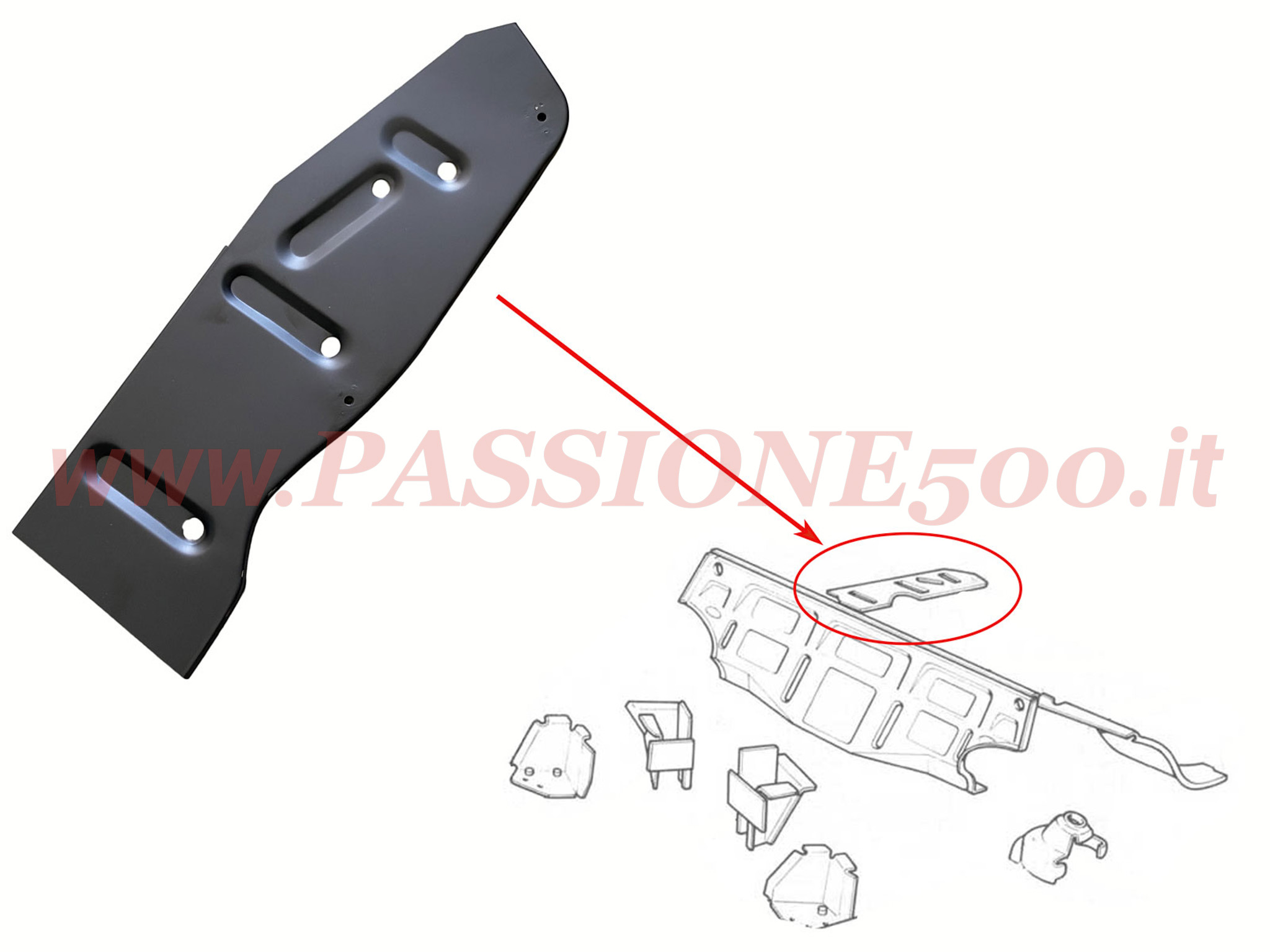 riparo vano motore Fiat 500