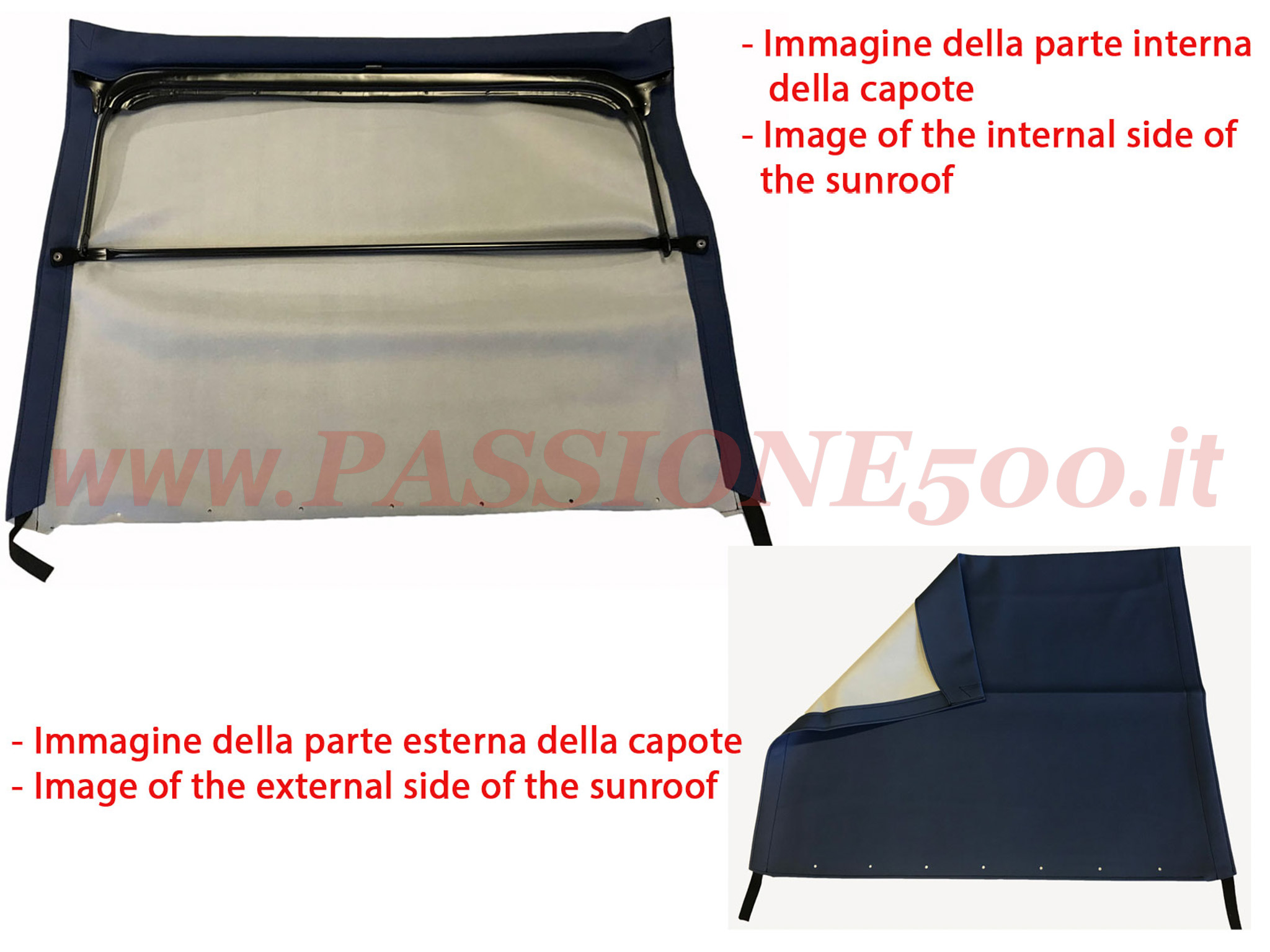 capote montata blu Fiat 500