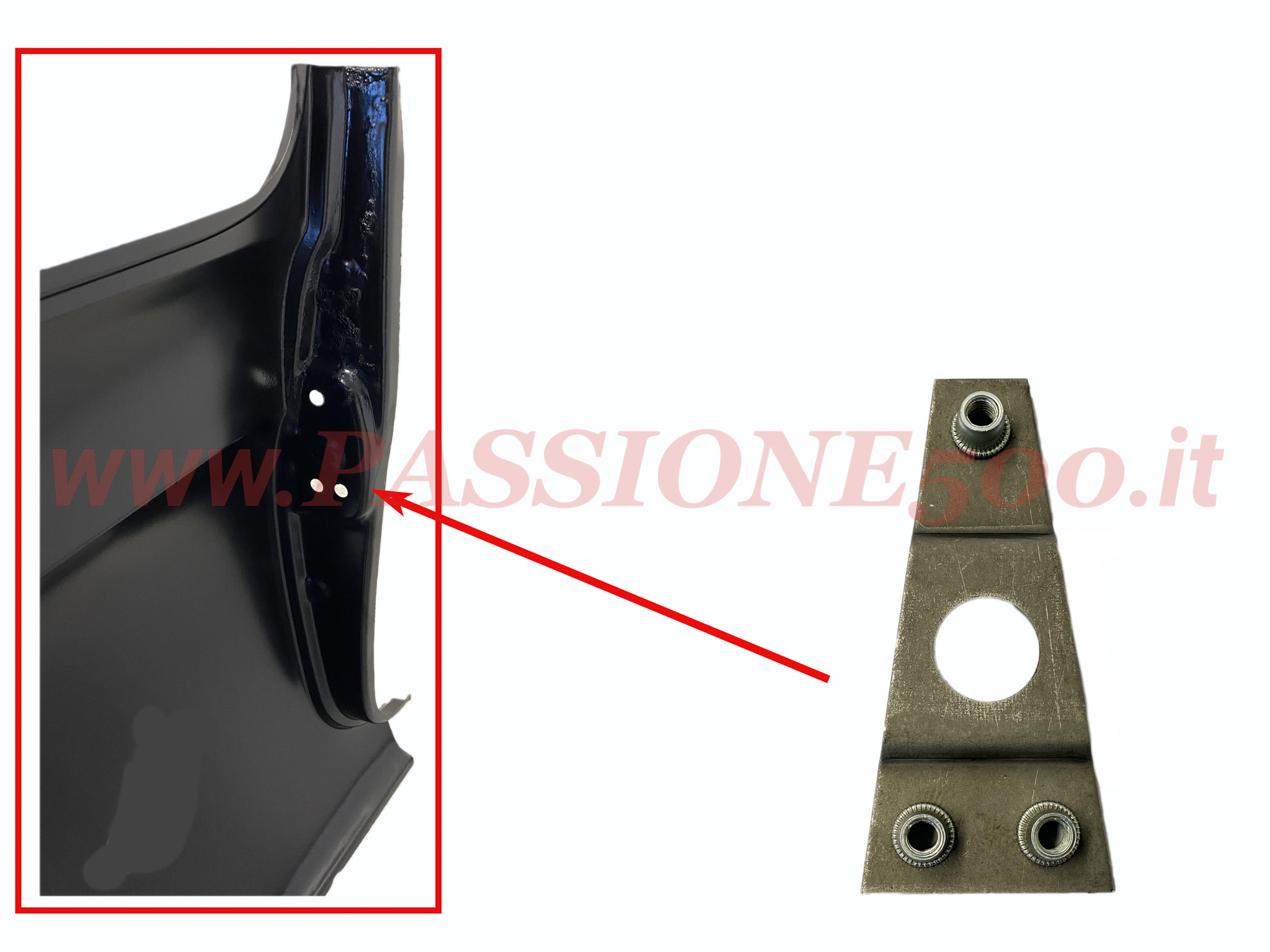 piastra scontro serratura porta Fiat 500