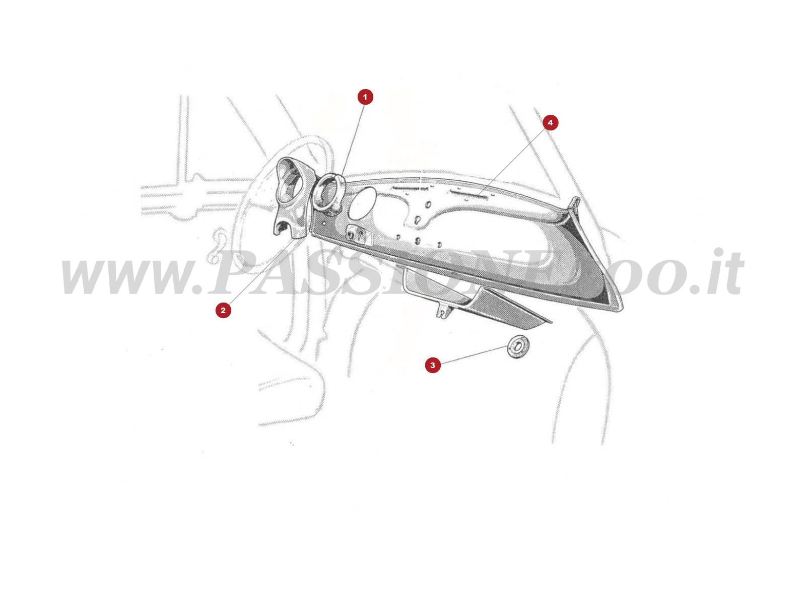 DESSIN 2C – Tableau de bord et particulier FIAT 500N