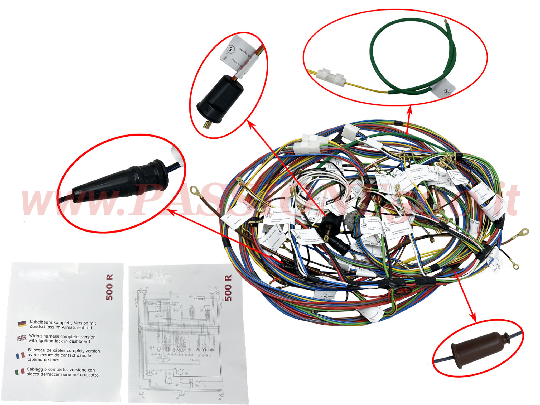 cablaggio impianto elettrico Fiat 500 R