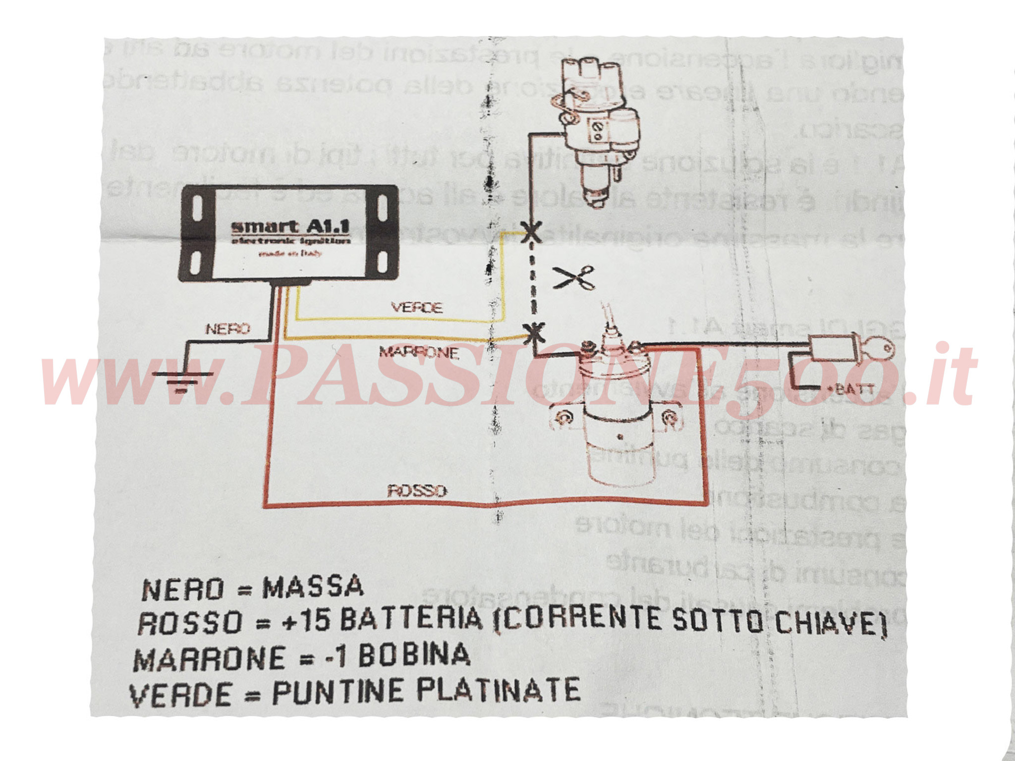 schema centralina accensione elettronica Fiat 500