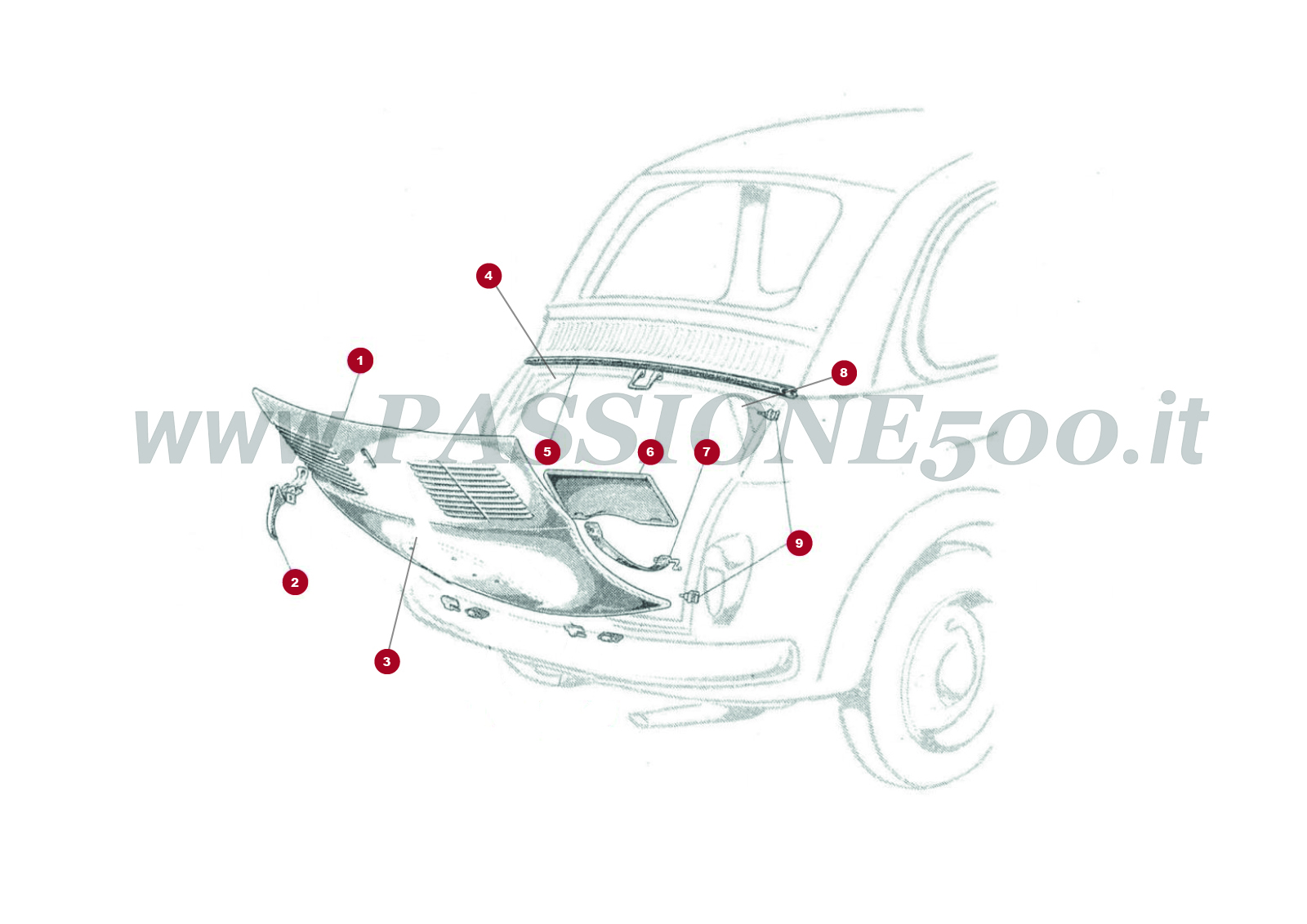 DESSIN 12C – Capote arrière moteur et particulier FIAT 500N Economica trasformabile