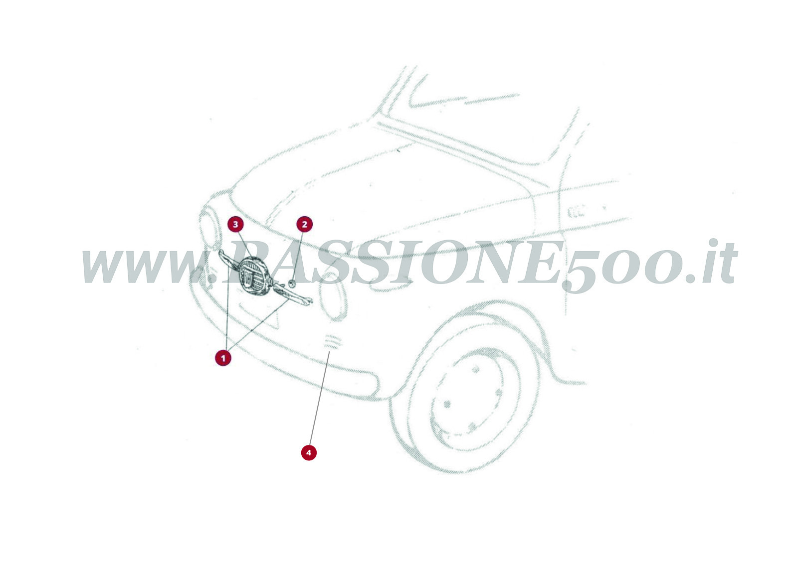 DESSIN 13C – Monogramme avant FIAT 500N