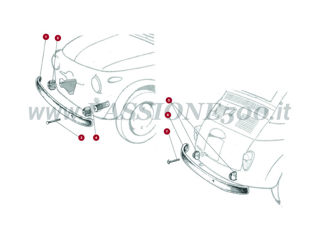 VUE EN ÈCLATÈ 16C – Pare-chocs et particulier FIAT 500D