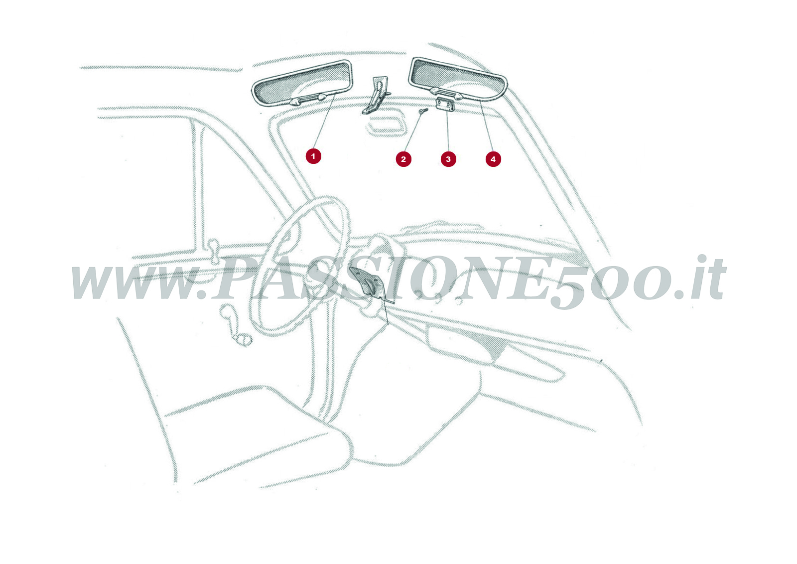 DESSIN 21C – Détails intérieur FIAT 500N Economica trasformabile