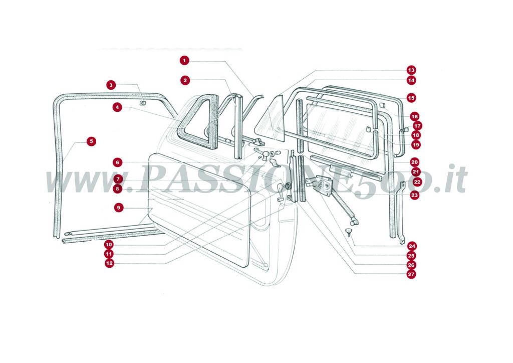 VUE EN ÈCLATÈ 7C – Portière et particulier FIAT 500F