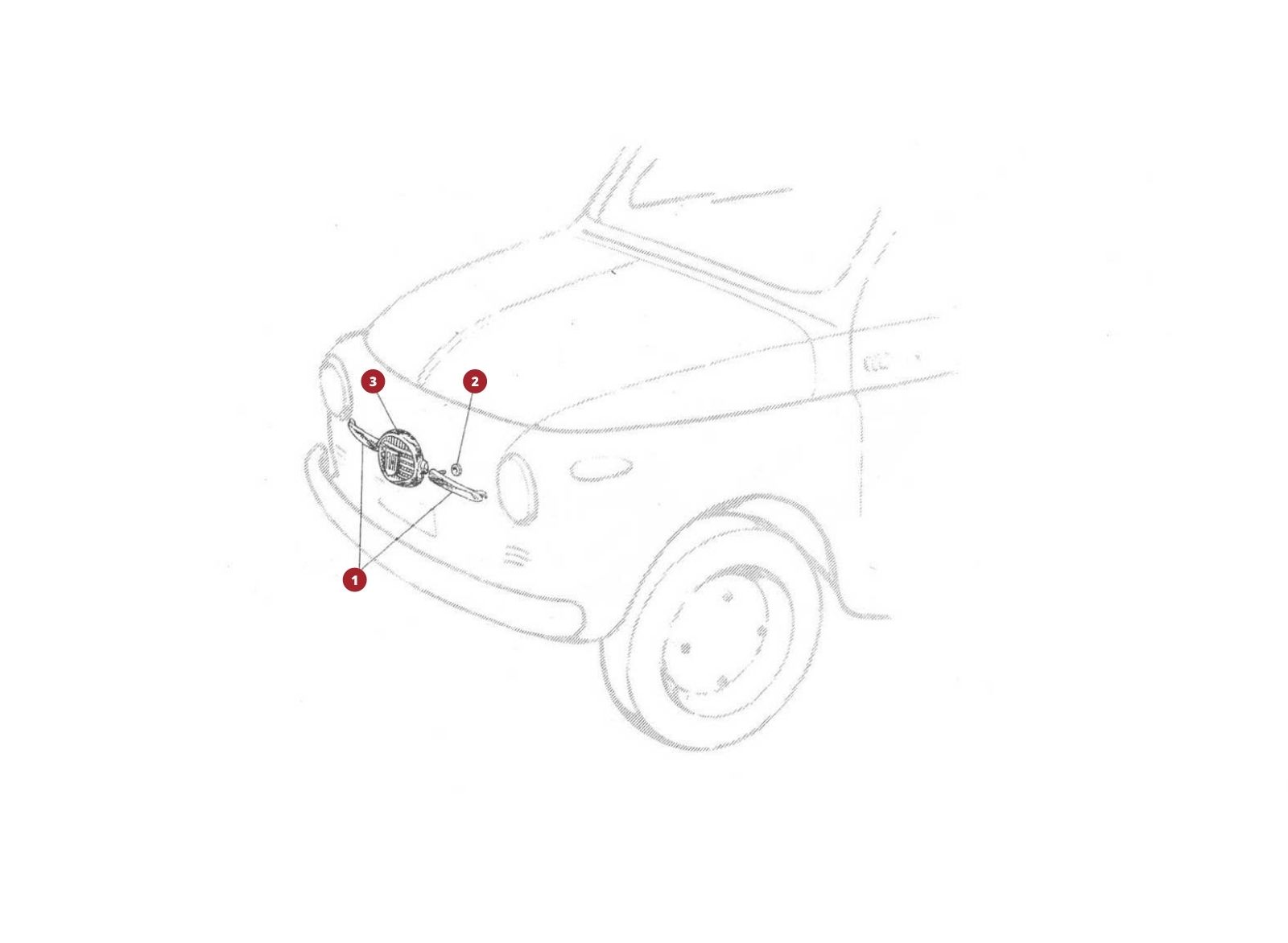 VUE EN ÈCLATÈ 12C – Monogramme avant FIAT 500 Giardiniera Base D