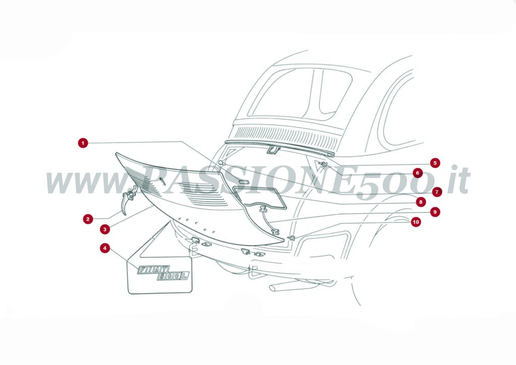 EXPLODED VIEW 11C – Rear engine lid and parts FIAT 500L