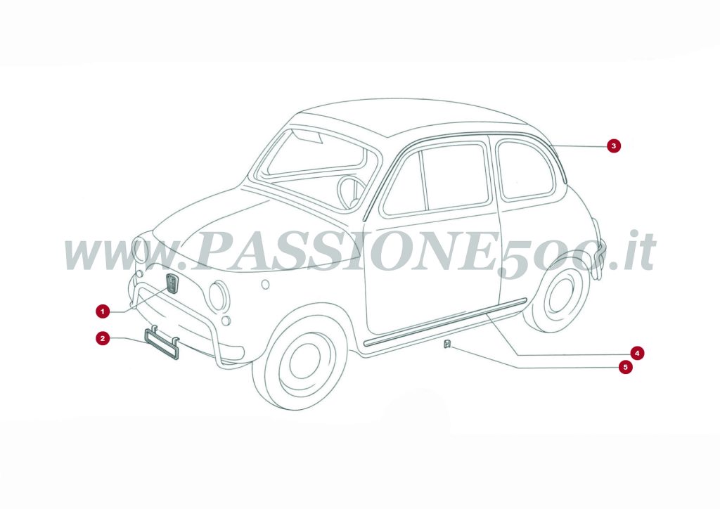 EXPLODED VIEW 12C – Front emblem and moulding trims FIAT 500L