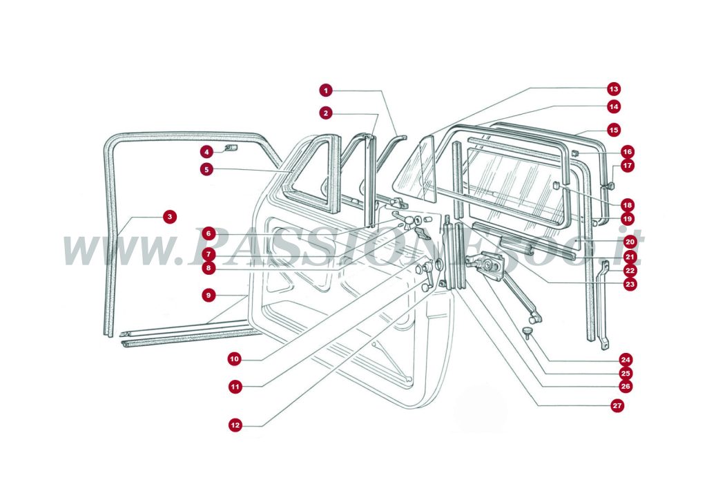 EXPLODED VIEW 7C – Door and parts FIAT 500L
