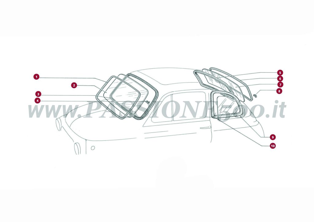EXPLODED VIEW 9C – Glass and seals FIAT 500L