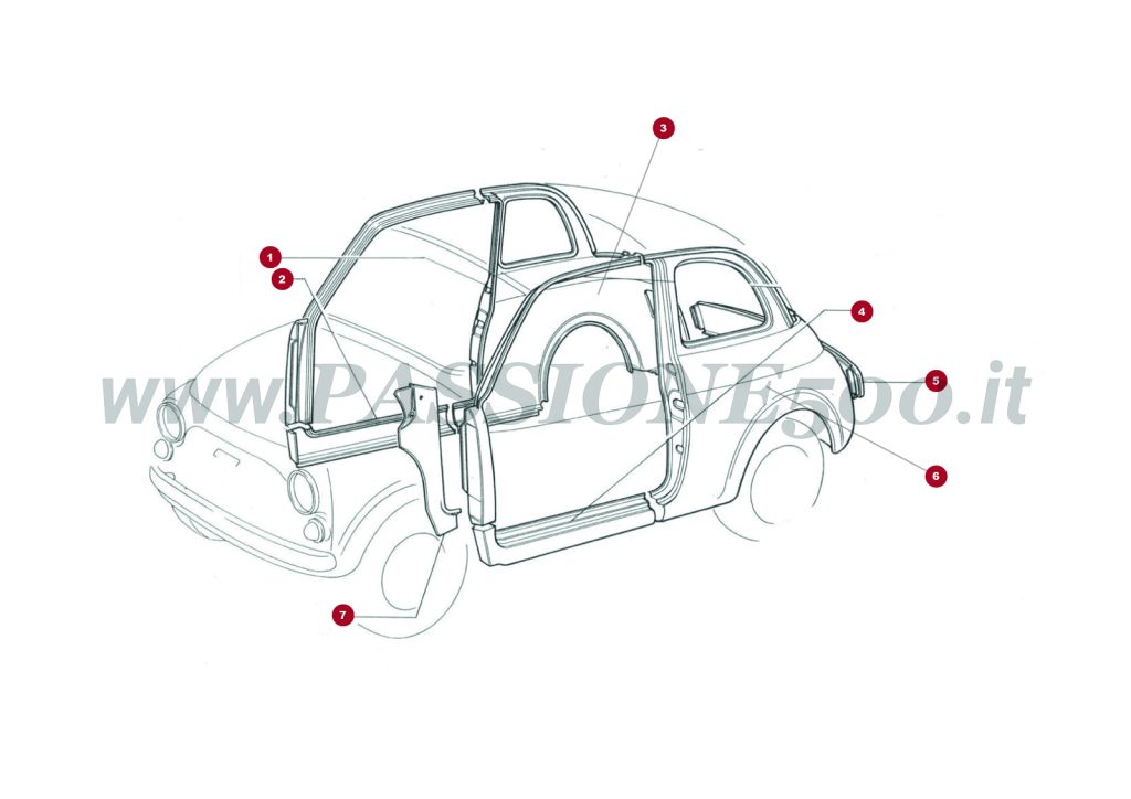 VUE EN ÈCLATÈ 5C/1 – Pièces externes de carrosserie arriere FIAT 500R