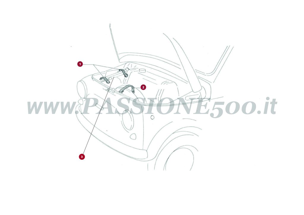 VUE EN ÈCLATÈ 6C – Cric et sangle de fixation FIAT 500R