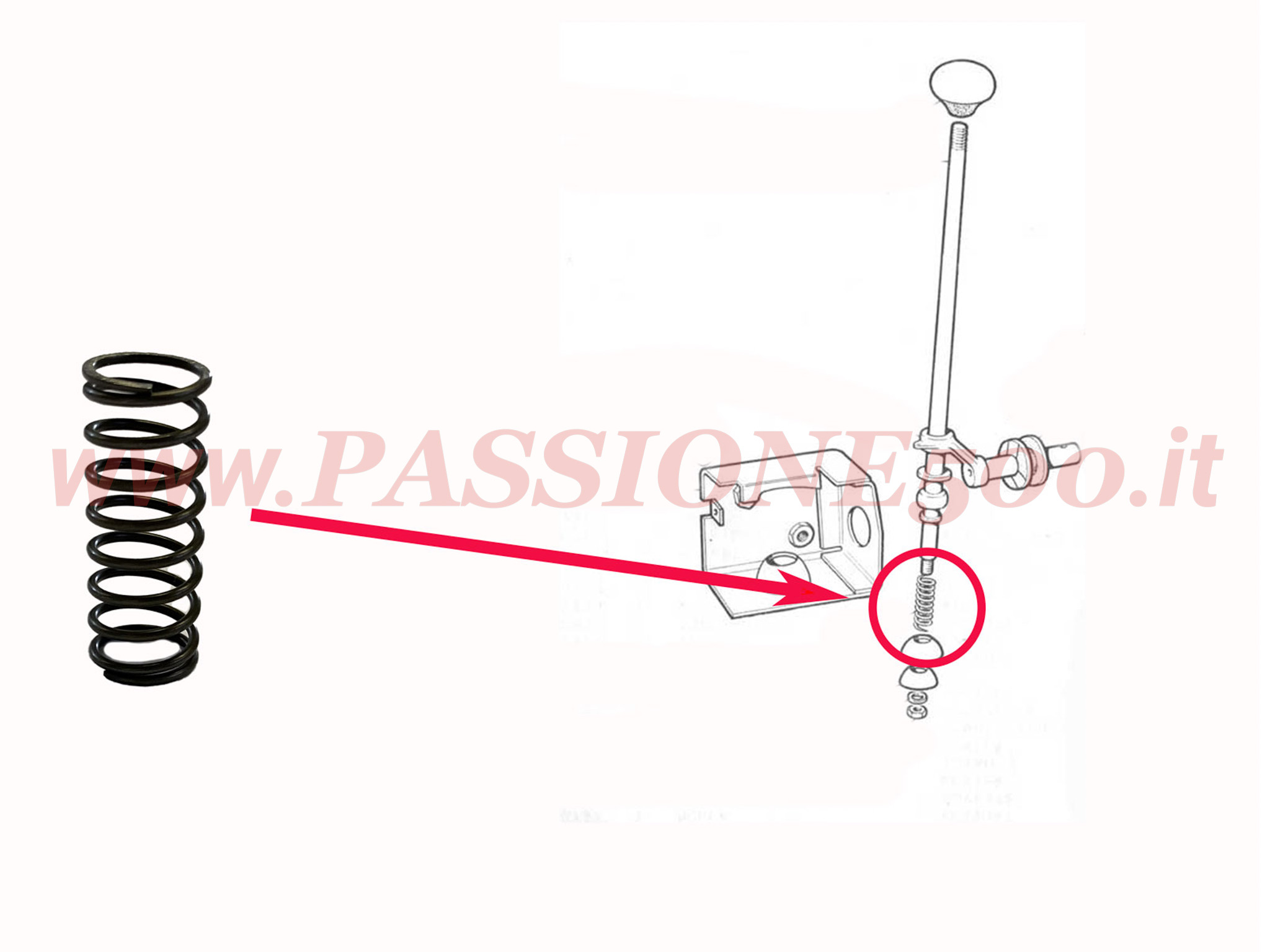 molla inferiore asta cambio Fiat 500 F L