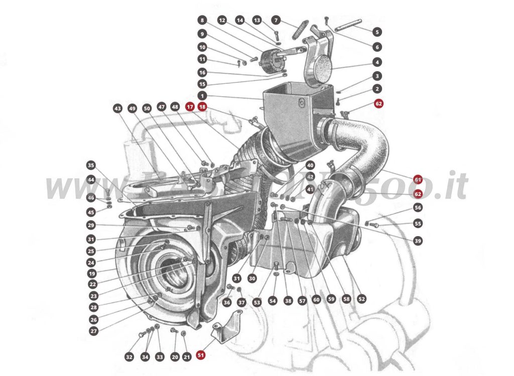 EXPLODED VIEW 13M – Air and cooling system FIAT 500N