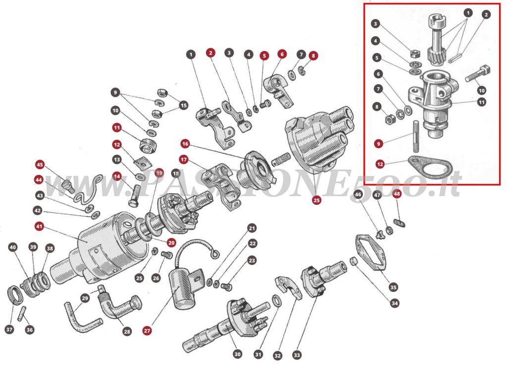 EXPLODED VIEW 35M – Distributor FIAT 500N