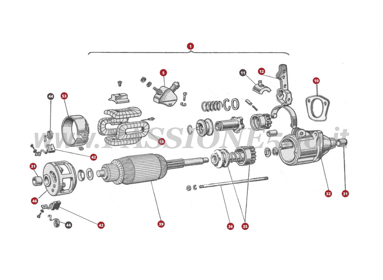ESPLOSO 39M – Motorino di avviamento FIAT 500N
