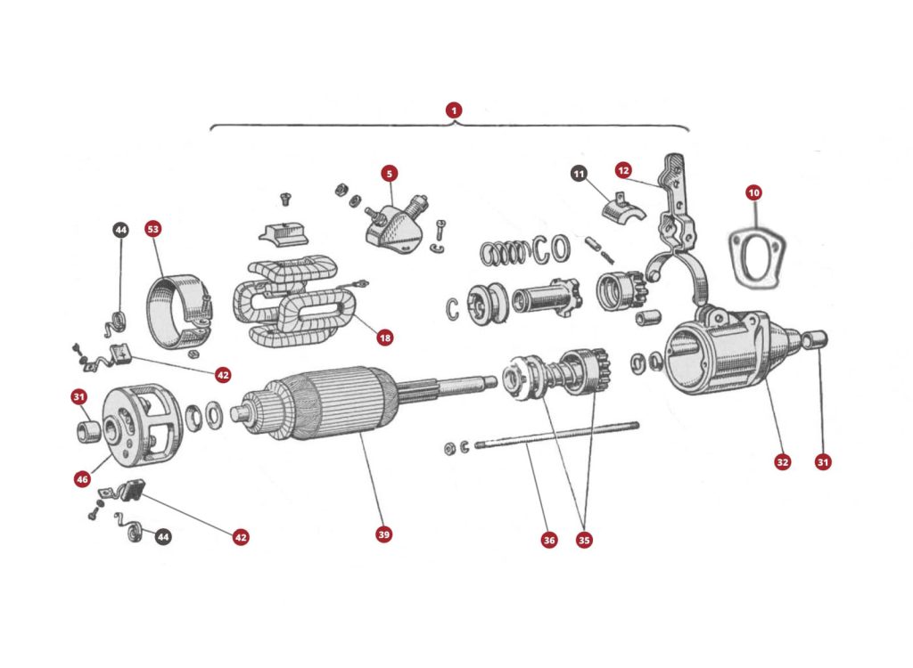 EXPLODED VIEW 39M – Starter motor FIAT 500N