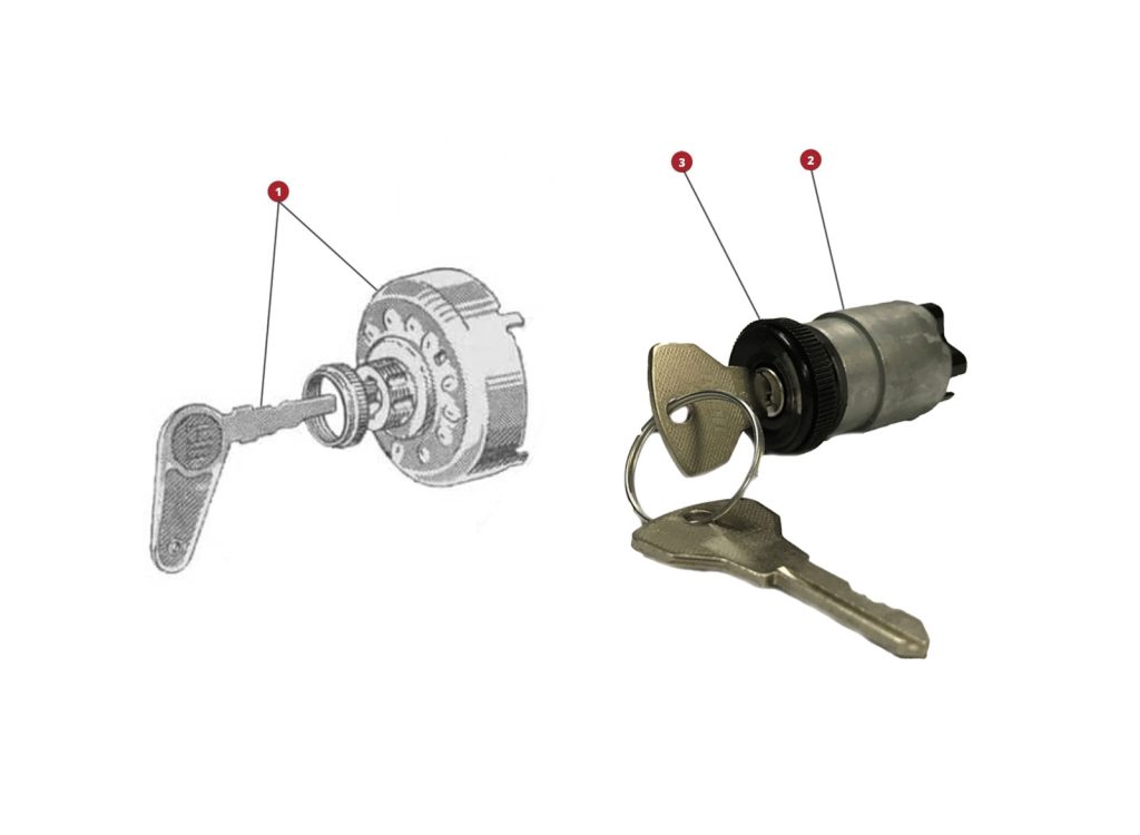 EXPLODED VIEW 43M – Dashboard ignition swicht FIAT 500N