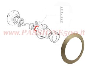 rasamento in bronzo del differenziale Fiat 500 F L R
