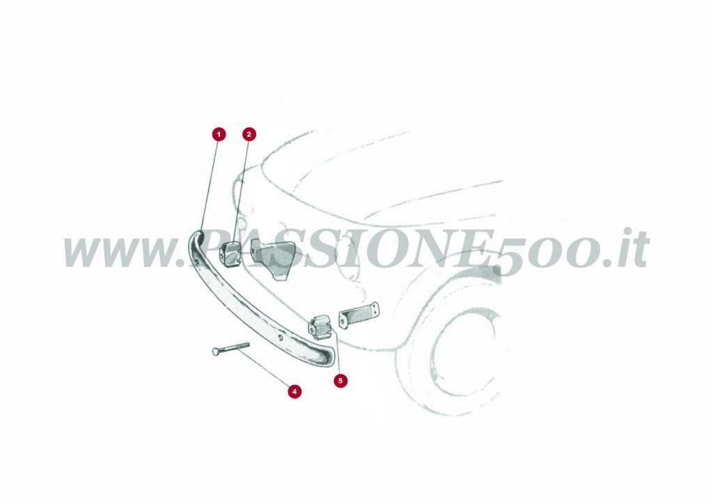 VUE EN ÈCLATÈ 15C – Pare-chocs avant et particulier FIAT 500 Autobianchi Giardiniera Base F