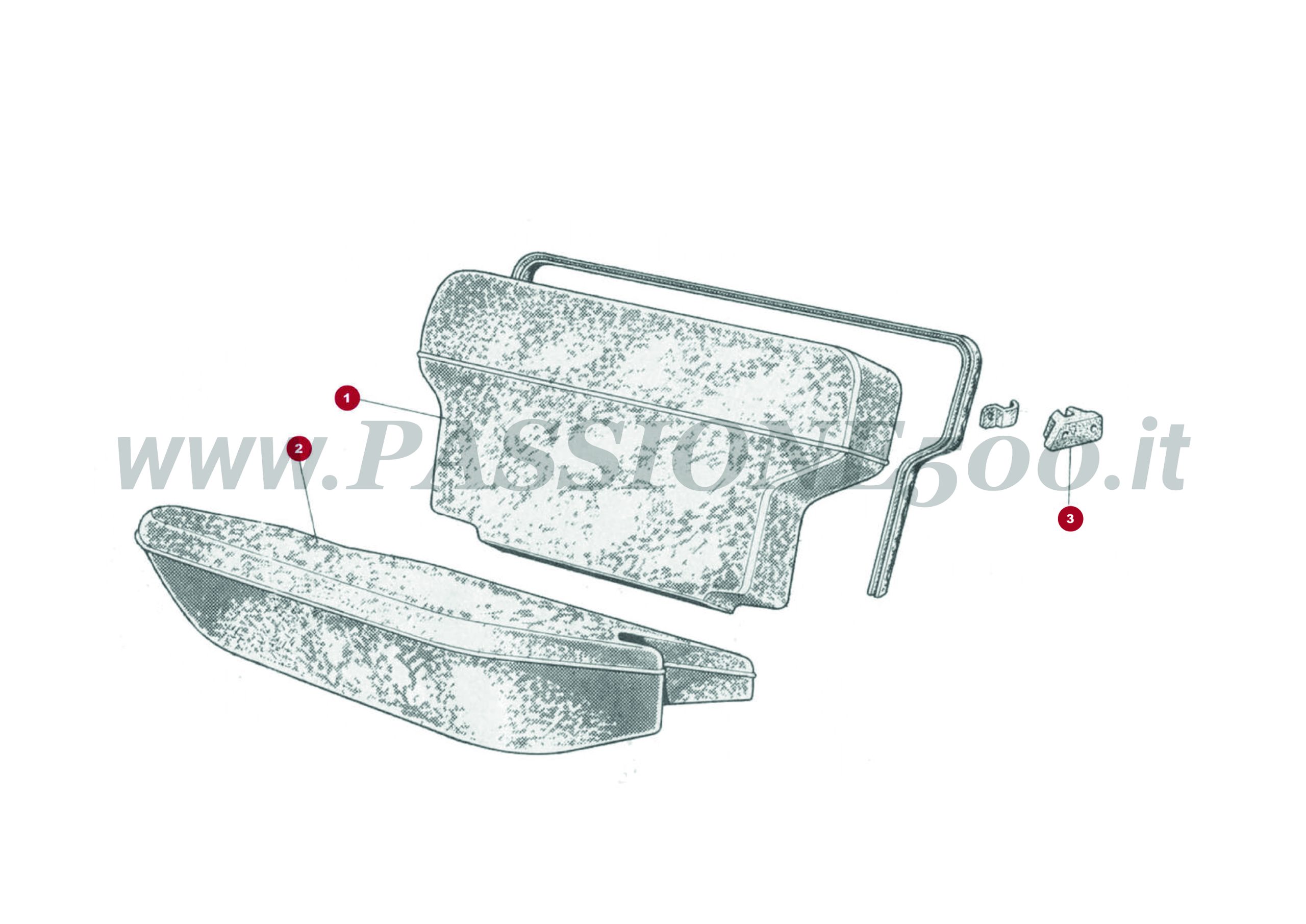 EXPLODED VIEW 18C – Rear seat and parts FIAT Autobianchi 500 Giardiniera Base F