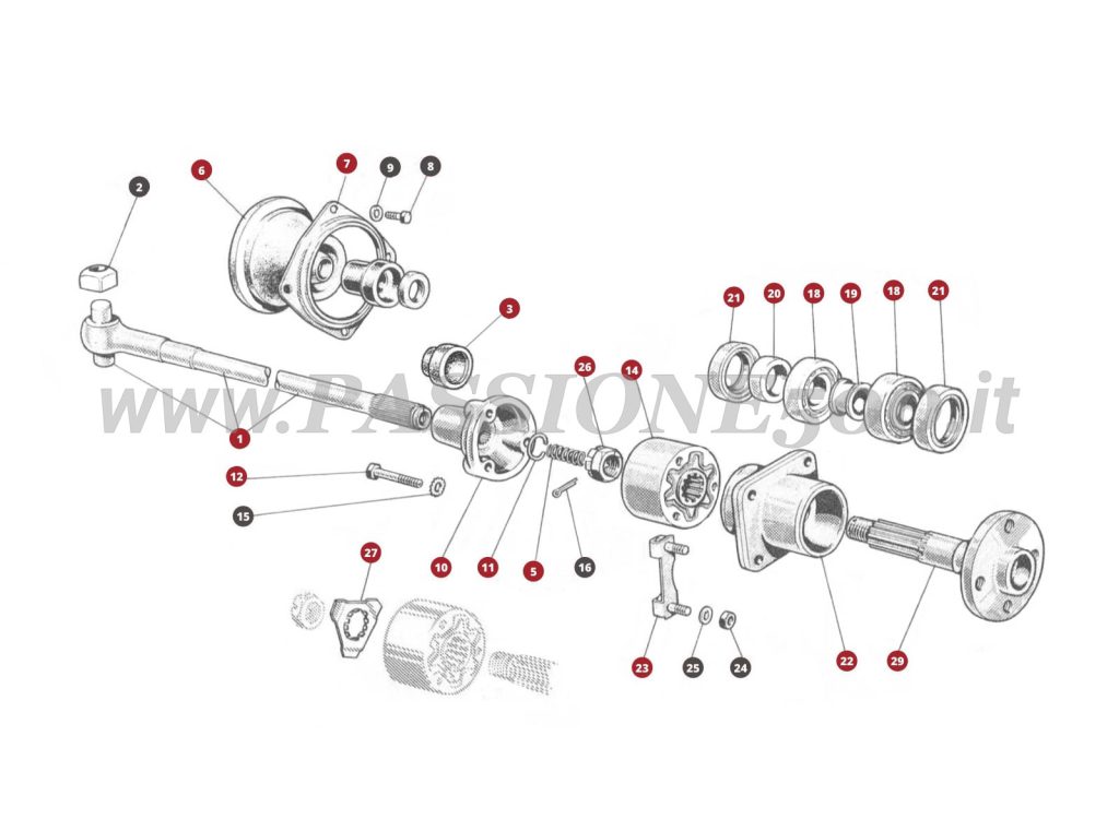 EXPLODED VIEW 22M – Axel shaft system FIAT 500N