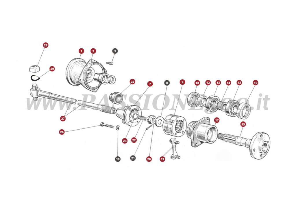 EXPLODED VIEW 22/1M – Axel shaft system FIAT 500N
