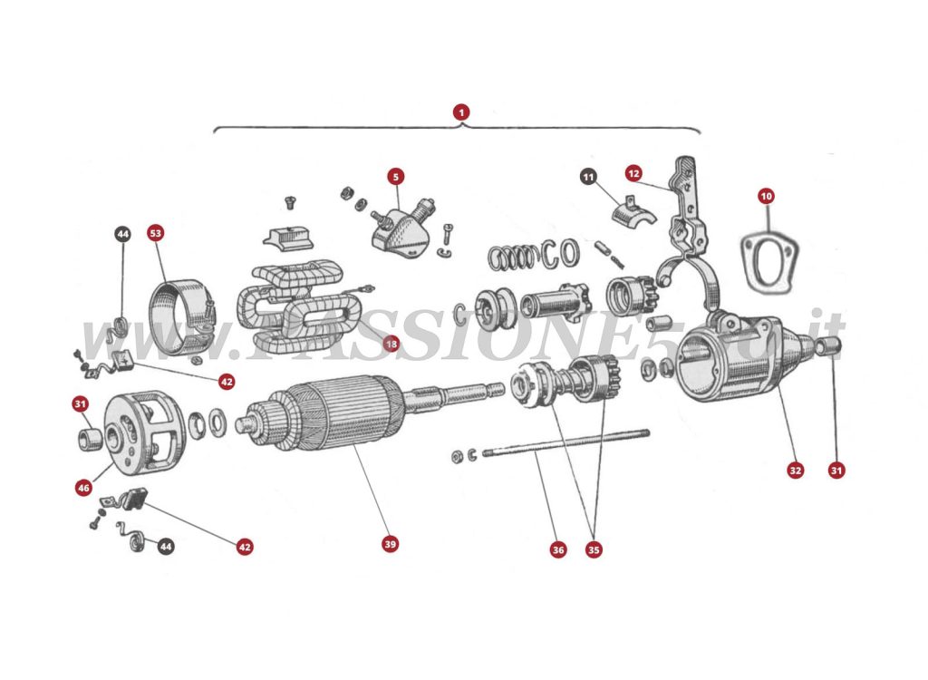 ESPLOSO 39M – Motorino di avviamento FIAT 500D