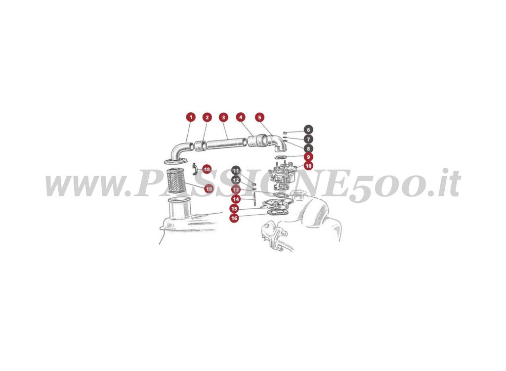 ESPLOSO 9M – Carburatore e filtro aria FIAT 500D