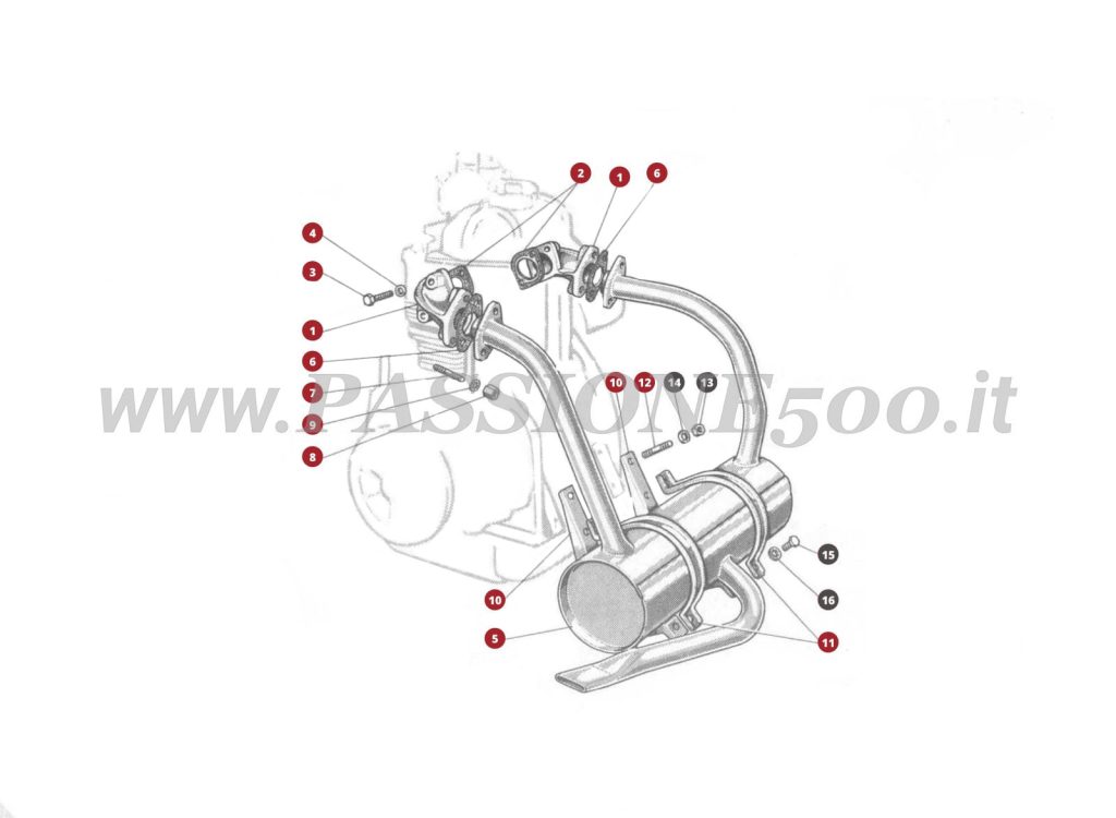 ESPLOSO 11M – Impianto di scarico FIAT 500D