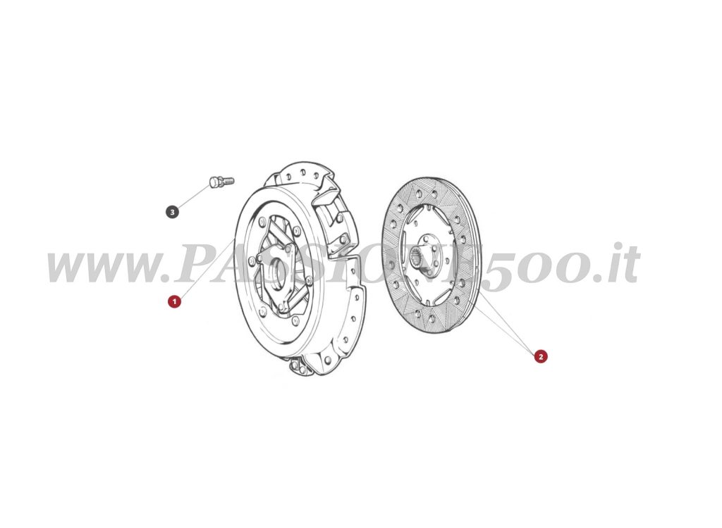 VUE EN ÈCLATÈ 16M – Embrayage FIAT 500 Giardiniera Base F
