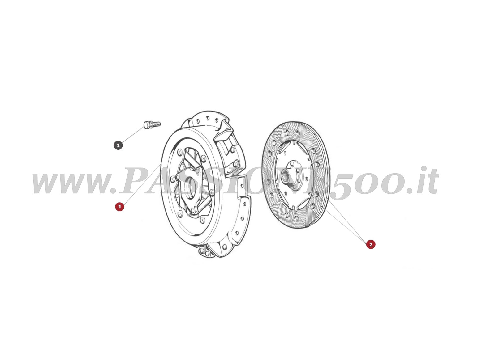 EXPLOSIONSZEICHNUNG 16M – Kupplung FIAT 500 Giardiniera Base F