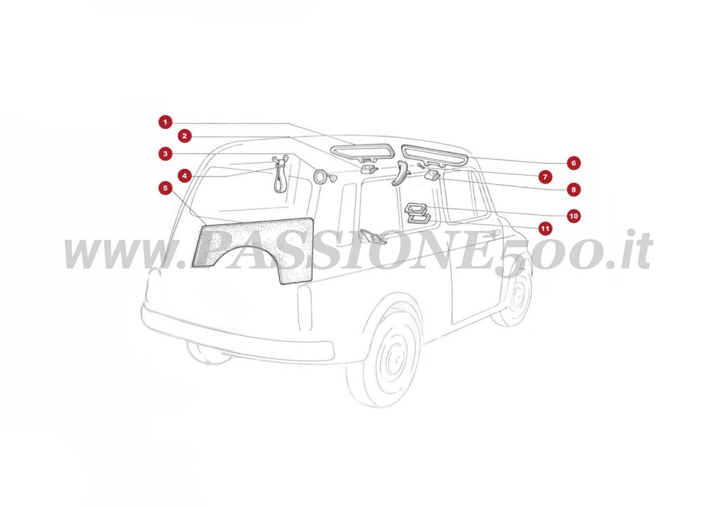 VUE EN ÈCLATÈ 20C – Détail Intérieur FIAT Autobianchi 500 Giardiniera Base F